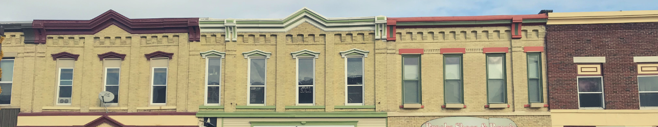 Tops of downtown business buildings